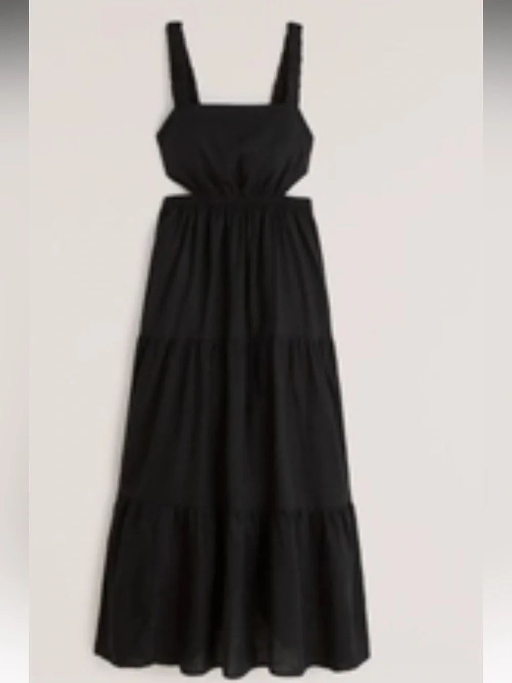 Black Linen-Blend Cutout Maxi Dress